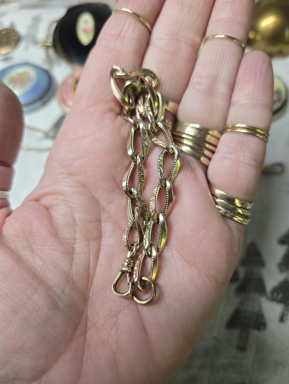 Victorian Gold Fitted Link Watch Chain Bracelet - Elegant Women's Jewelry